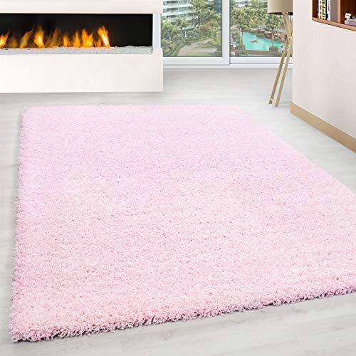 Abaseen Pink Fluffy Rugs Machine Washable Rugs UK