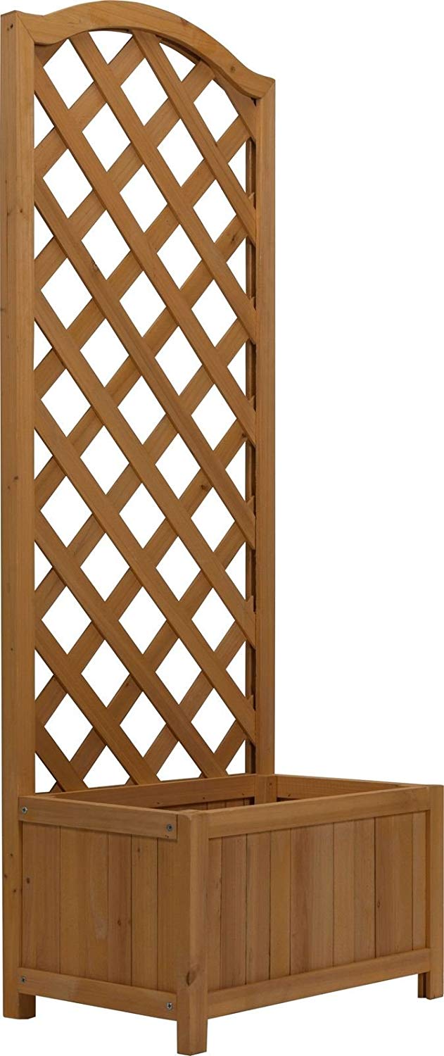 Abaseen Lattice Tall Wooden Planter Box | Wooden Plant Stand