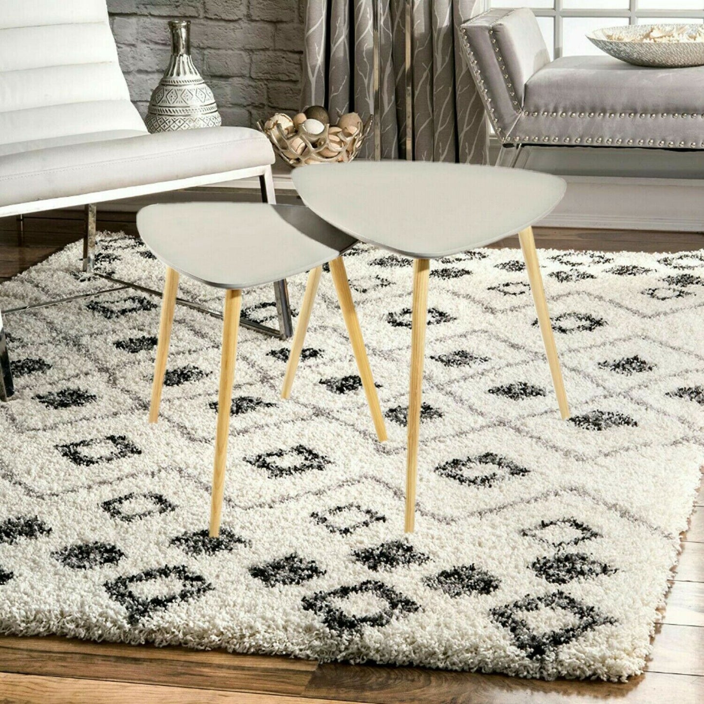 Triangle Shape White Coffee Table