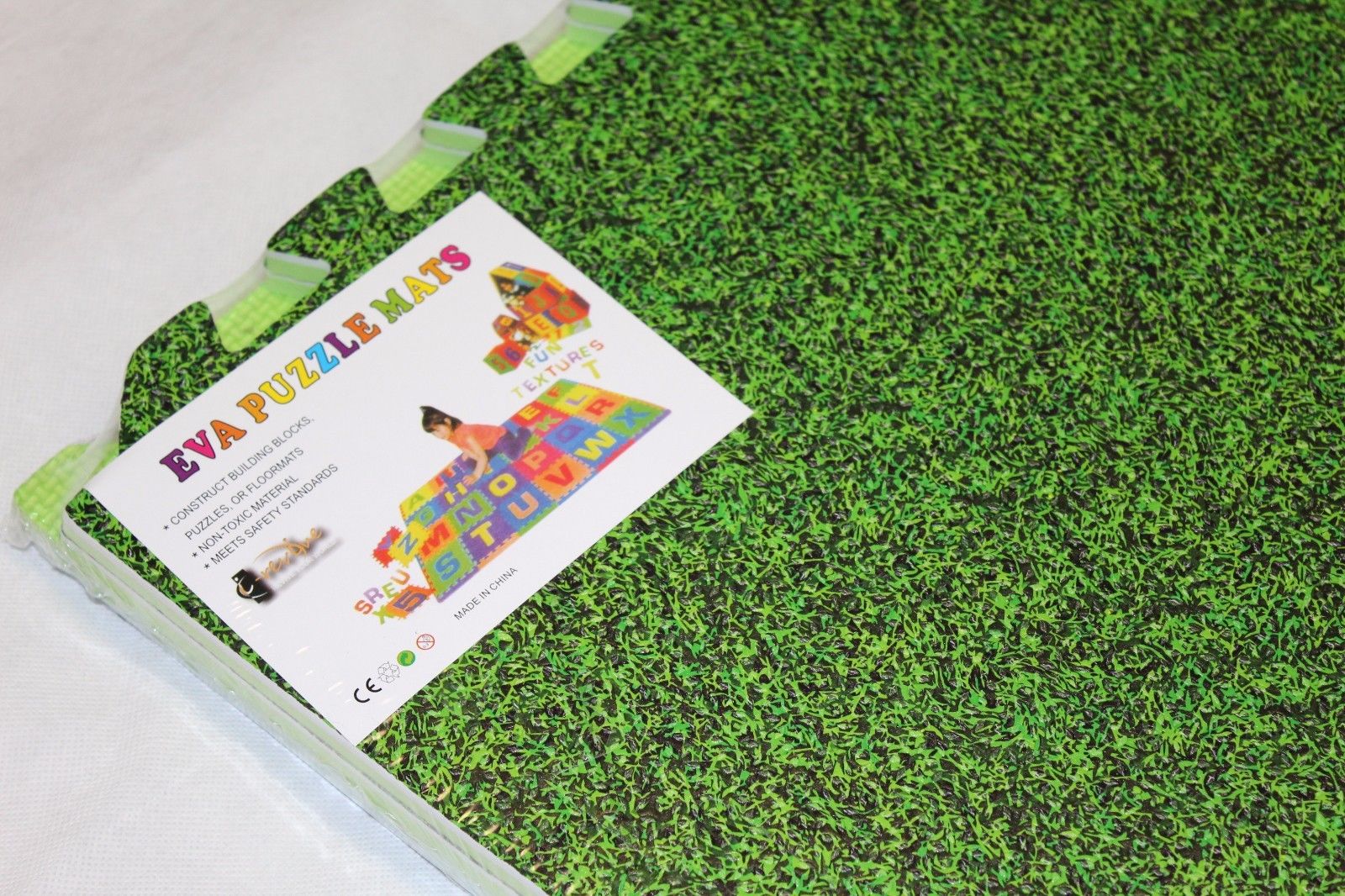 Eva Play Grass Effect Foam Mats - Green Puzzle Matting Abaseen 60x60cm